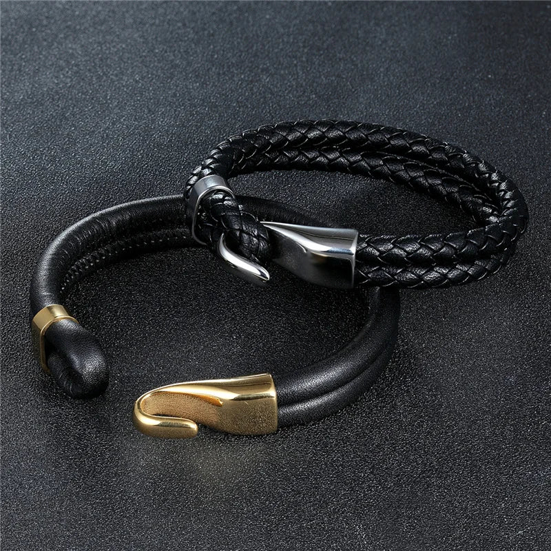 Leather Anchor Bracelet