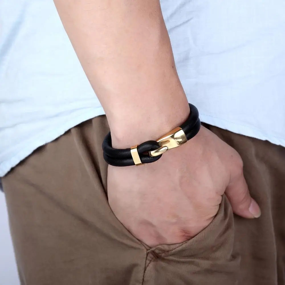 Leather Anchor Bracelet