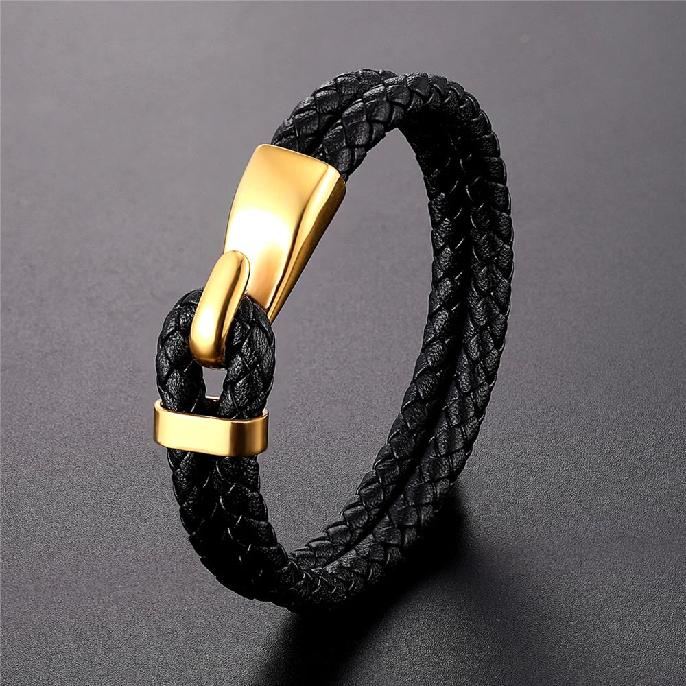 Leather Anchor Bracelet