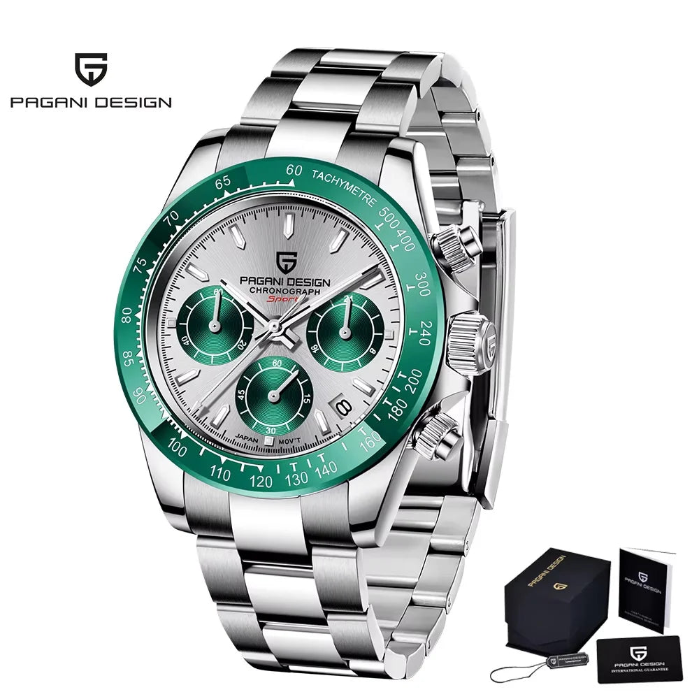 Pagani Design PD-1664 Chronograph – Luxury Quartz VK63 Movement, Sapphire Crystal, 10ATM Waterproof Sport-Casual Watch